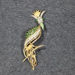 vintage costume jewelry large florenza rhinestone bird Brooch